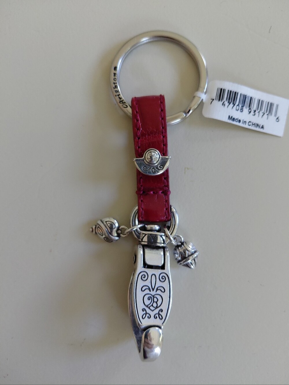 Brighton Key Ring Holder  Red Leather Charter Valet Clip